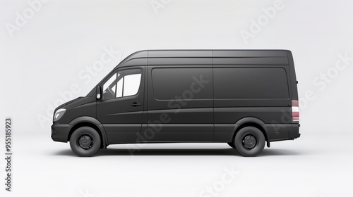 Black Van Isolated on White Background