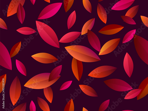Autumn leaves with gradient colors. Beautiful autumn background with leaves. November leaf fall of orange-red leaves. Design for wallpapers, banners, covers and banners. Vector illustration