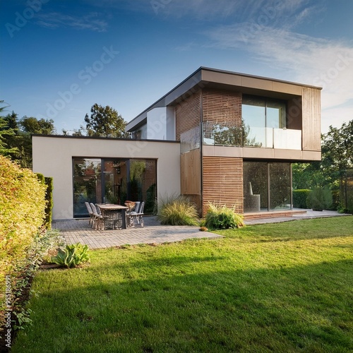 modern house with garden