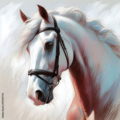 말, 파스텔화 (horse, pastel painting) photo