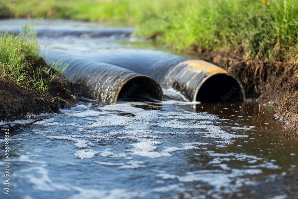 pollution running into river pollution running into river