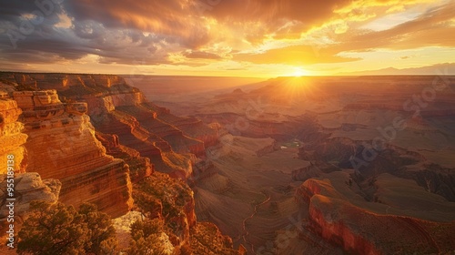 Majestic Sunrise at the Grand Canyon. Serenity and beauty captured in the early morning light photo