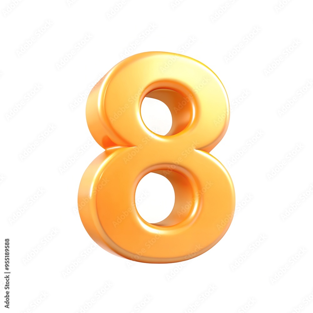 3D illustration of number set, 8 number character text 3D illustration 3D illustration of number set, 8 number character text 3D illustration