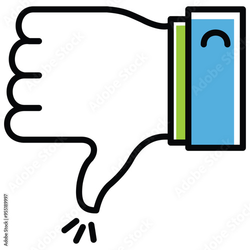 Reject Thumbs Down Hand Gesture Vector Icon Design, Hand, Gesture, Dislike, Disapproval, No, Negative, Oppose