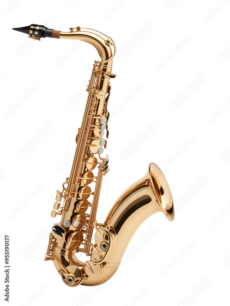 Fototapeta premium golden saxophone isolated on transparent background