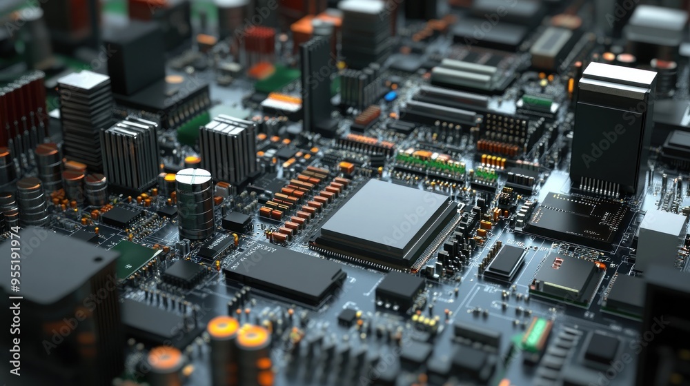 Closeup of a Circuit Board with a CPU Chip Closeup of a Circuit Board with a CPU Chip