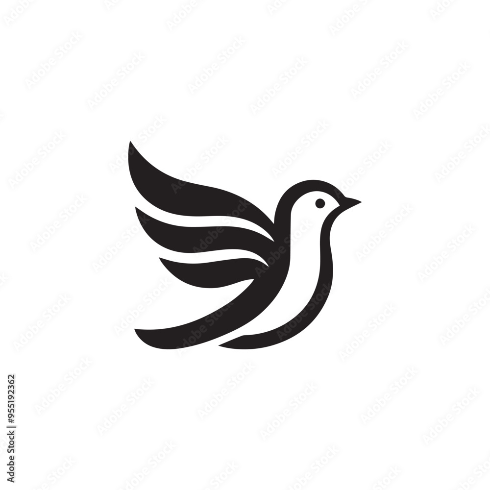 bird logo design vector Black bird icons set Vector elements for design. Birds icon set, animal vector. abstract Minimalist combine bird and leaf nature with line art style icon set logo template. Pre
