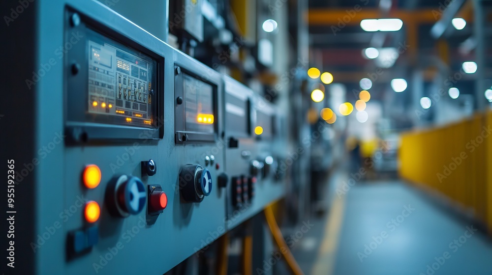 Industrial Control Panel with Electrical Panels and LED Lights. AI generated illustration Industrial Control Panel with Electrical Panels and LED Lights. AI generated illustration