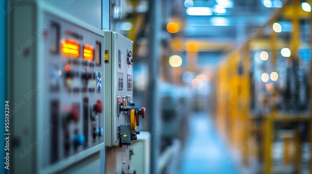 Industrial Control Panel with Electrical Panels and LED Lights. AI generated illustration Industrial Control Panel with Electrical Panels and LED Lights. AI generated illustration
