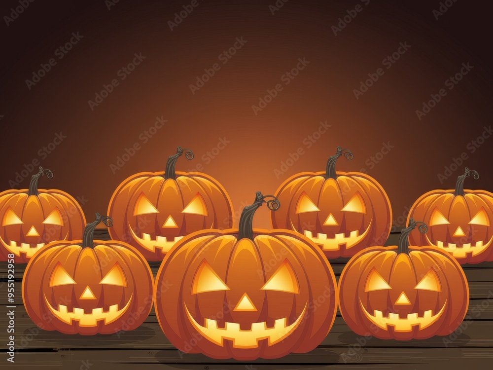 Glowing Jack-o'-lanterns on Halloween Night Glowing Jack-o'-lanterns on Halloween Night