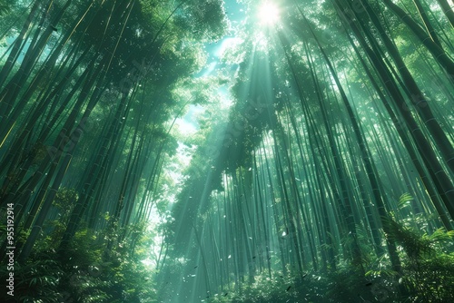 Bamboo Grove in Kyoto, capturing the serene and towering bamboo stalks photo