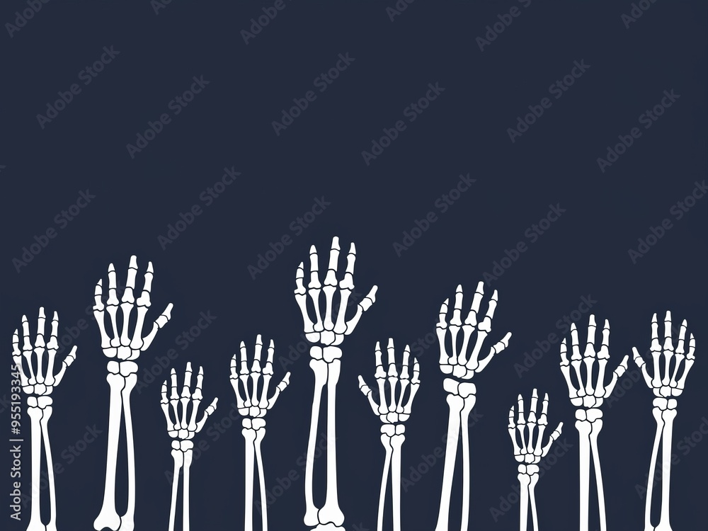 Skeleton Hands Pattern on Dark Background Skeleton Hands Pattern on Dark Background