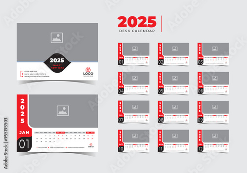 Desk calendar 2025 planner template, corporate desk calendar schedule 2025 monthly planner template,