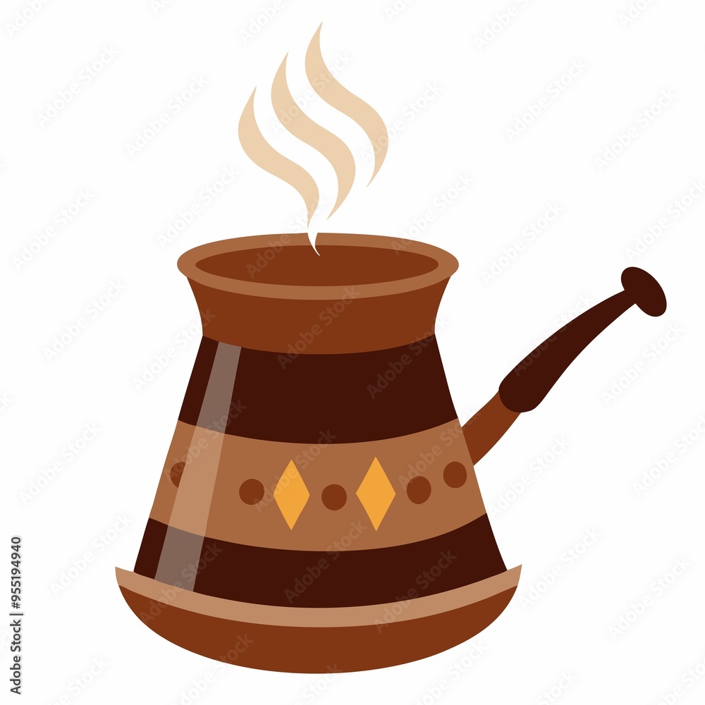 painted with turk patterns for making a coffee drink on a white background