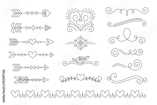 Collection of elegant wedding decoration elements