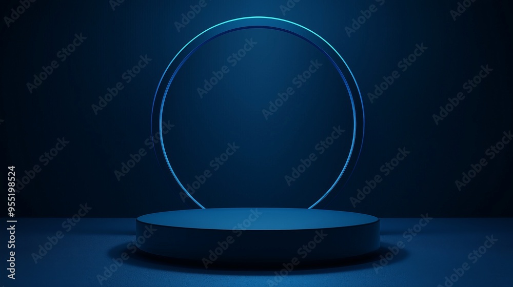 A minimalist 3D podium with empty space in the center, framed by soft spotlights, set against a dark grey background, ideal for elegant advertising displays A minimalist 3D podium with empty space in the center, framed by soft spotlights, set against a dark grey background, ideal for elegant advertising displays