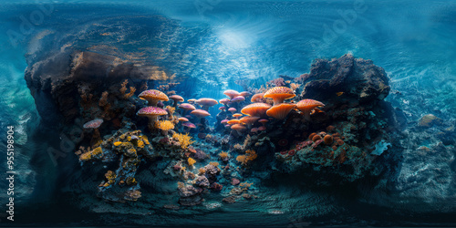 Wallpaper Mural Underwater world 8K v6 360 degree, equirectangular projection, environment map. HDRI spherical panorama Torontodigital.ca