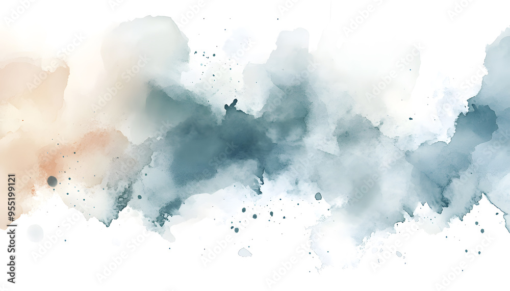 Fototapeta premium Soft watercolor splashes or strokes in muted tones, offering an artistic yet understated look