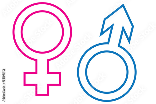 Gender Icon pink and blue symbol, Male and female symbol for your web site design, logo, app, UI. Vector illustration, isolated on white background