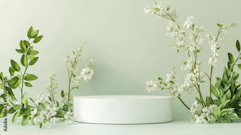 An elegant 3D podium with a spacious top, set against a pastel pink background, with soft lighting to highlight beauty and fashion advertising An elegant 3D podium with a spacious top, set against a pastel pink background, with soft lighting to highlight beauty and fashion advertising