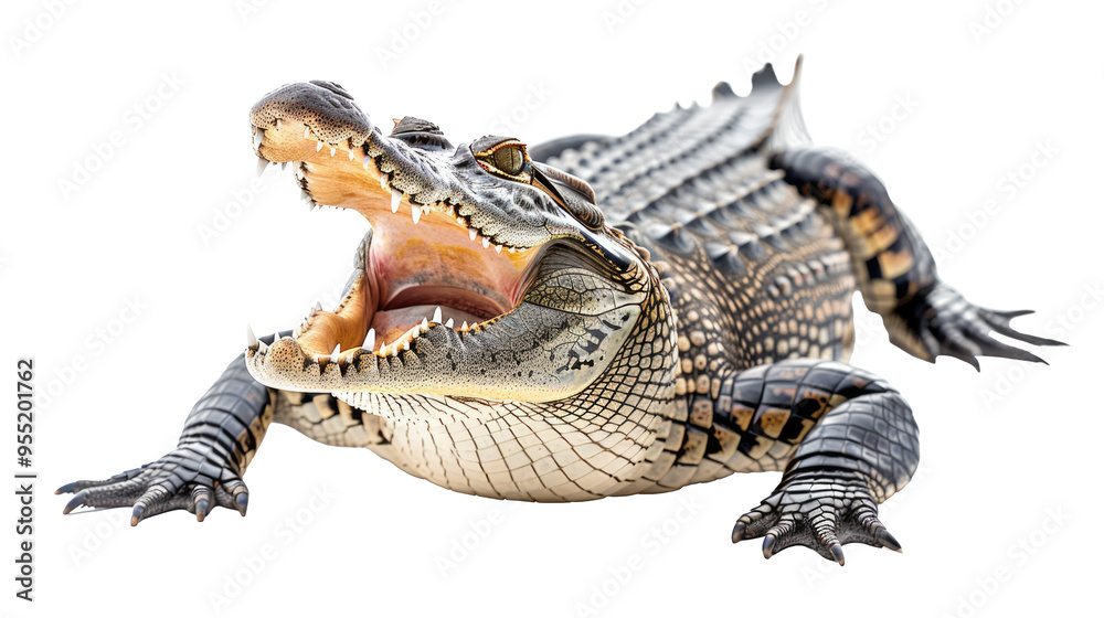 Obraz premium Large Crocodile open mouth isolated on transparent background