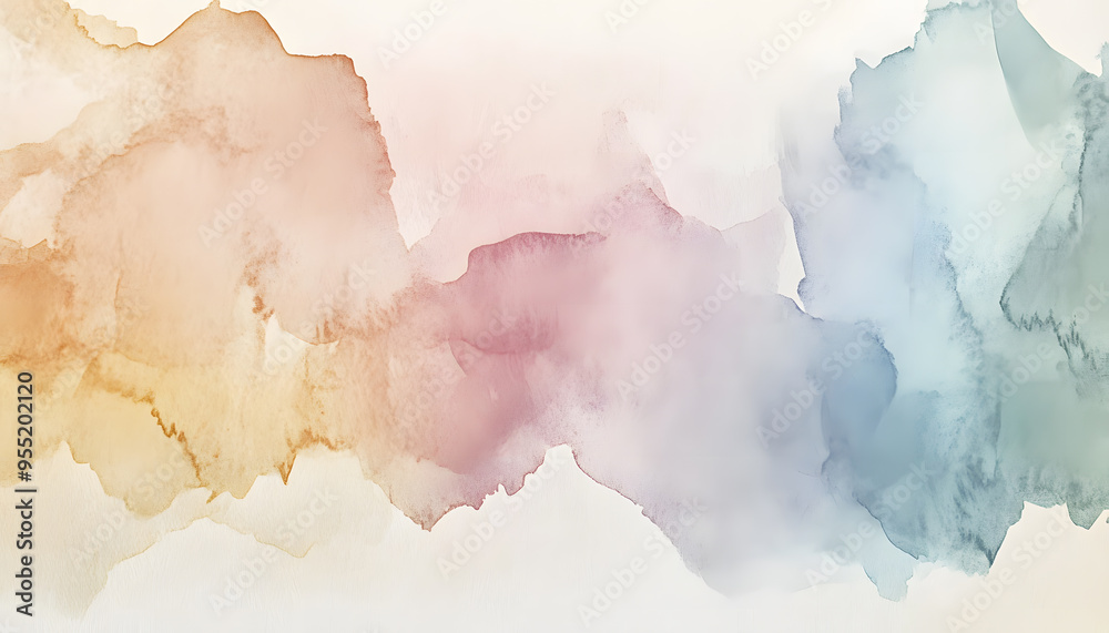 Obraz premium Soft watercolor splashes or strokes in muted tones, offering an artistic yet understated look