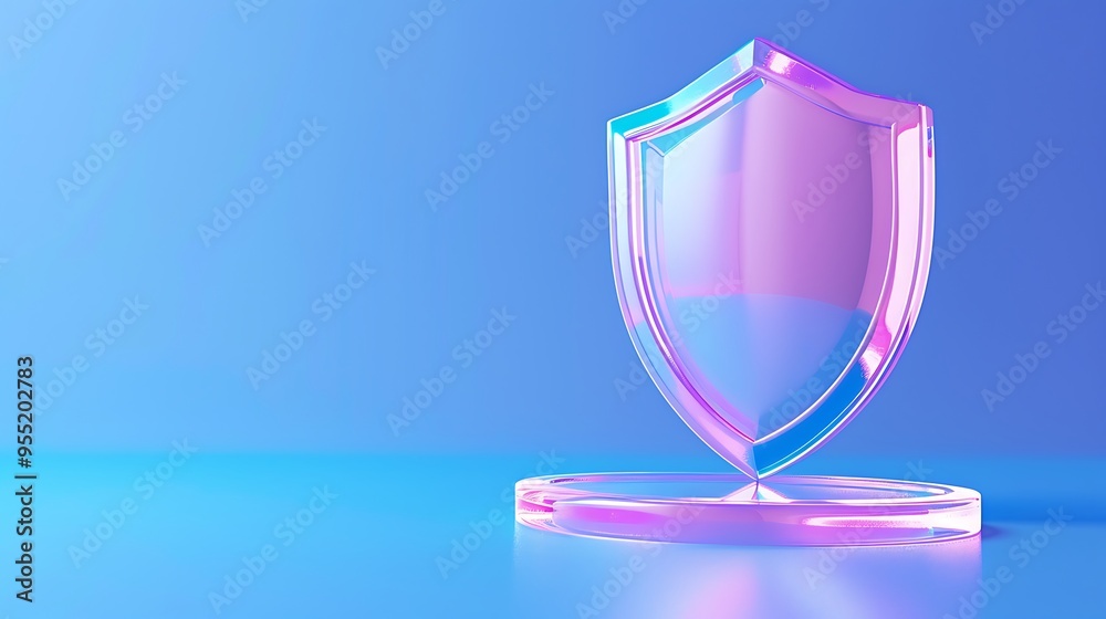 Glowing pink shield on a blue background symbolizing security, protection, and digital safety in a modern, futuristic setting. Glowing pink shield on a blue background symbolizing security, protection, and digital safety in a modern, futuristic setting.