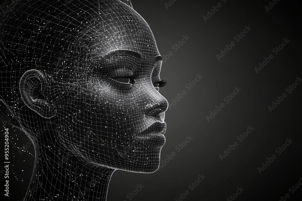 Neural collaboration smart Close up of a woman’s face with neural circuits and puzzle pieces symbolizing the complexity of thought identity and mental connectivity Neural collaboration smart Close up of a woman’s face with neural circuits and puzzle pieces symbolizing the complexity of thought identity and mental connectivity
