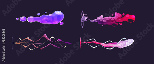 Laser shot gun effects for weapon shooting. Vector isolated set of shotgun texture, lightning or electric discharge. Deadly shooting, combat and fight in game, character or personage force