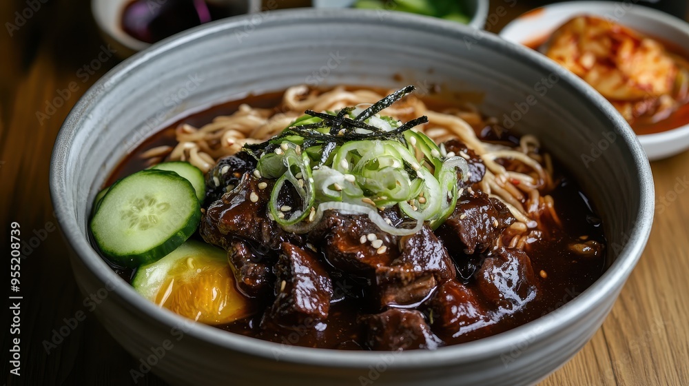 Jajangmyeon with Rich Black Bean Sauce, Beef, and Vegetables
Jajangmyeon with Rich Black Bean Sauce, Beef, and Vegetables
