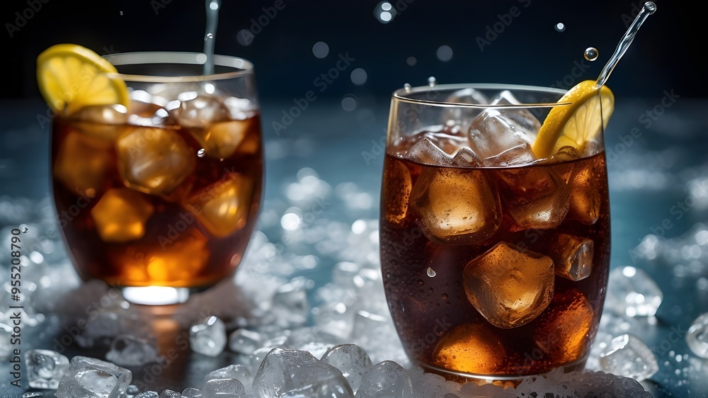 A refreshing glass of cola with ice, the bubbles dancing and fizzing as the ice cubes slowly melt, creating a mesmerizing texture that begs to be tasted. A refreshing glass of cola with ice, the bubbles dancing and fizzing as the ice cubes slowly melt, creating a mesmerizing texture that begs to be tasted.
