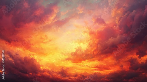 Abstract Cloudscape with Vivid Sunset Hues