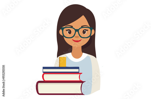 Teacher Illustration Logo Icon Flat Vector Clipart