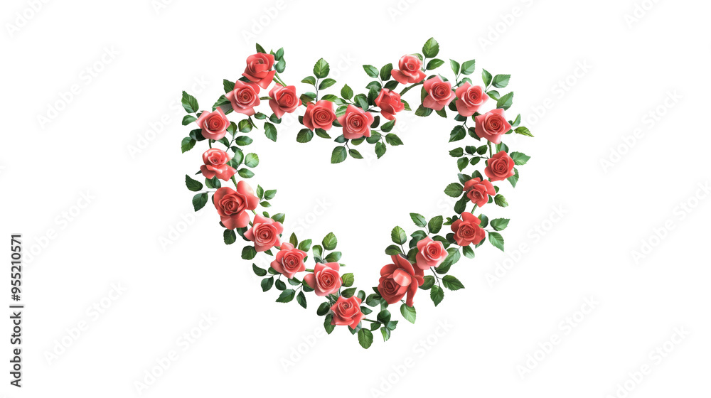 Heart and flowers Gift for your loved. Wreath of roses Heart and flowers Gift for your loved. Wreath of roses