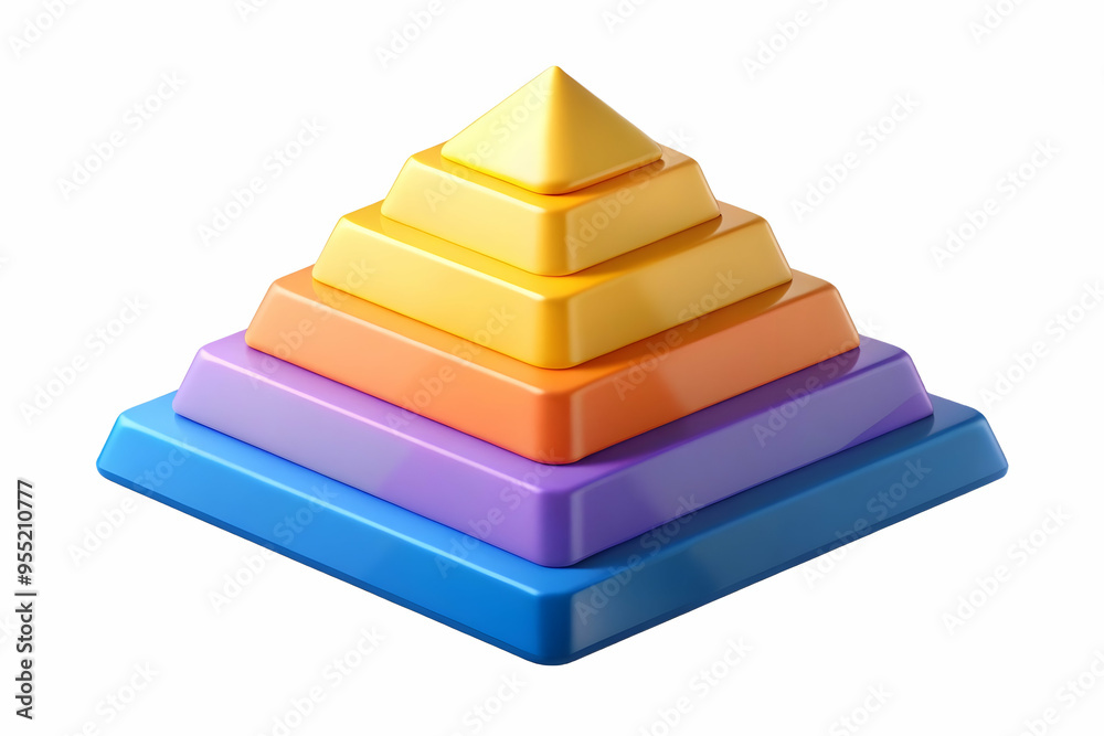 3D Glowing Abstract Pyramid Organizational Hierarchy Concept Icon on White Background 3D Glowing Abstract Pyramid Organizational Hierarchy Concept Icon on White Background