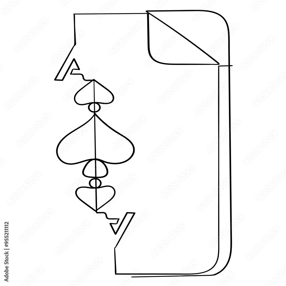 Fototapeta premium continuous line drawing poker cards icon