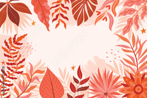 Wallpaper Mural Floral background with leaves in boho style Torontodigital.ca