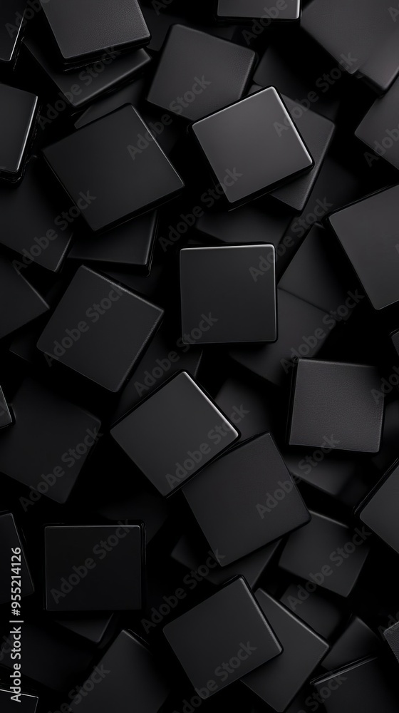 An abstract composition of various black cubes arranged randomly, perfect for backgrounds and modern design projects. An abstract composition of various black cubes arranged randomly, perfect for backgrounds and modern design projects.