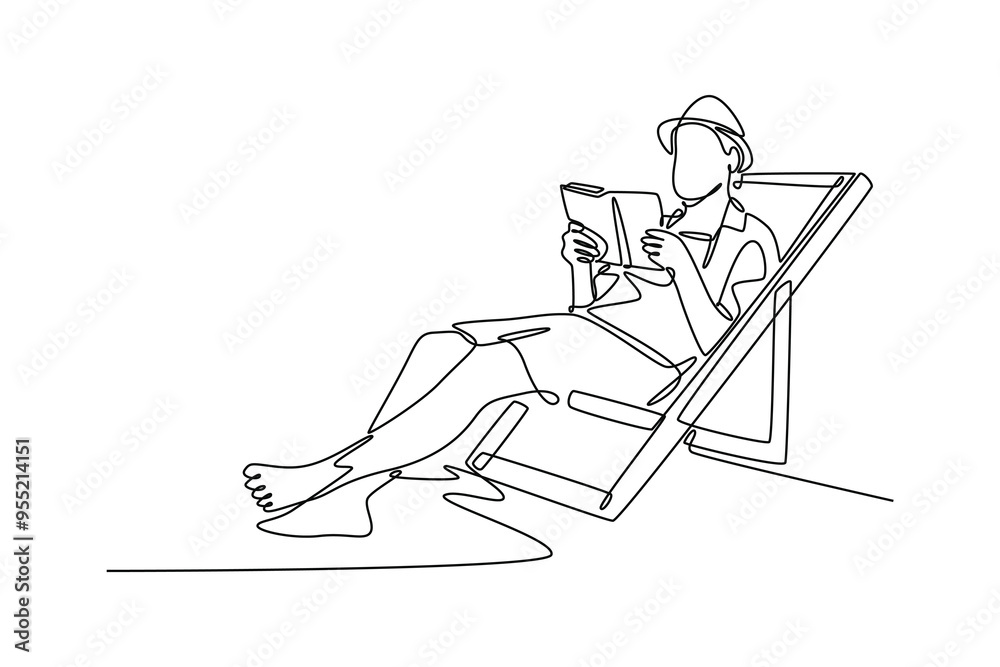 Continuous one line drawing reading book concept. Doodle vector illustration. Continuous one line drawing reading book concept. Doodle vector illustration.