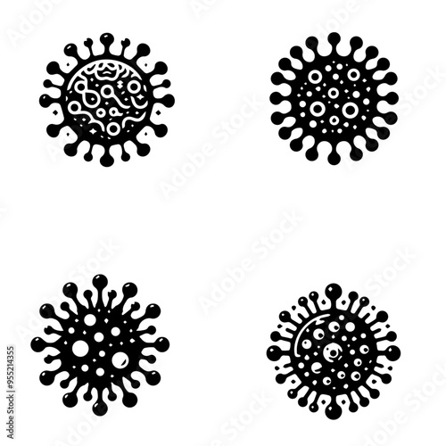 Virus icon, virus silhouette, pathogen icon on white background