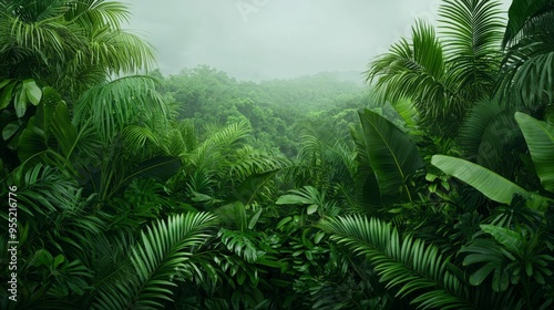 Lush Tropical Rainforest Foliage Background