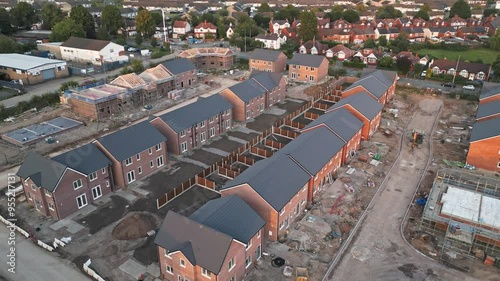 New build housing development, Winsford, Cheshire, England, aerial approach photo