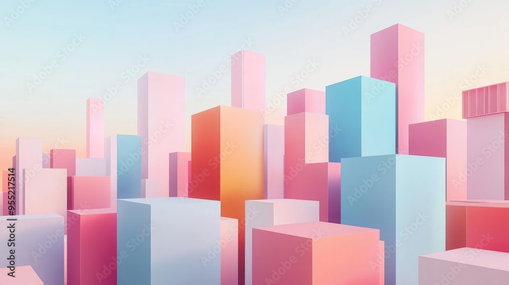 Abstract Cityscape with Pastel Colors Abstract Cityscape with Pastel Colors