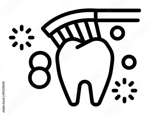 Clean Teeth Brushing outline icon.