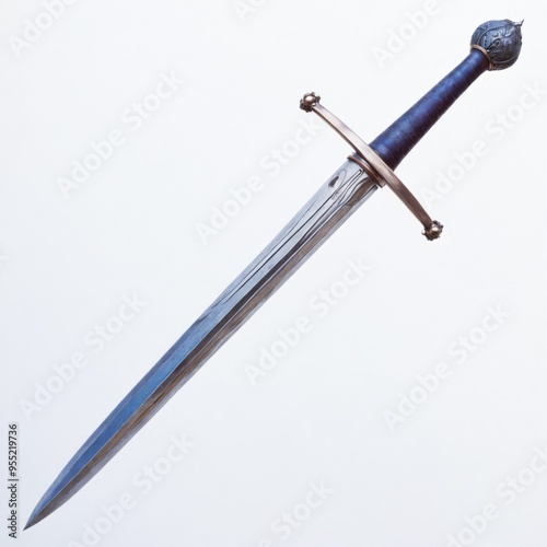 Sword long pointed blade blue handle appears to Old sword with t photo