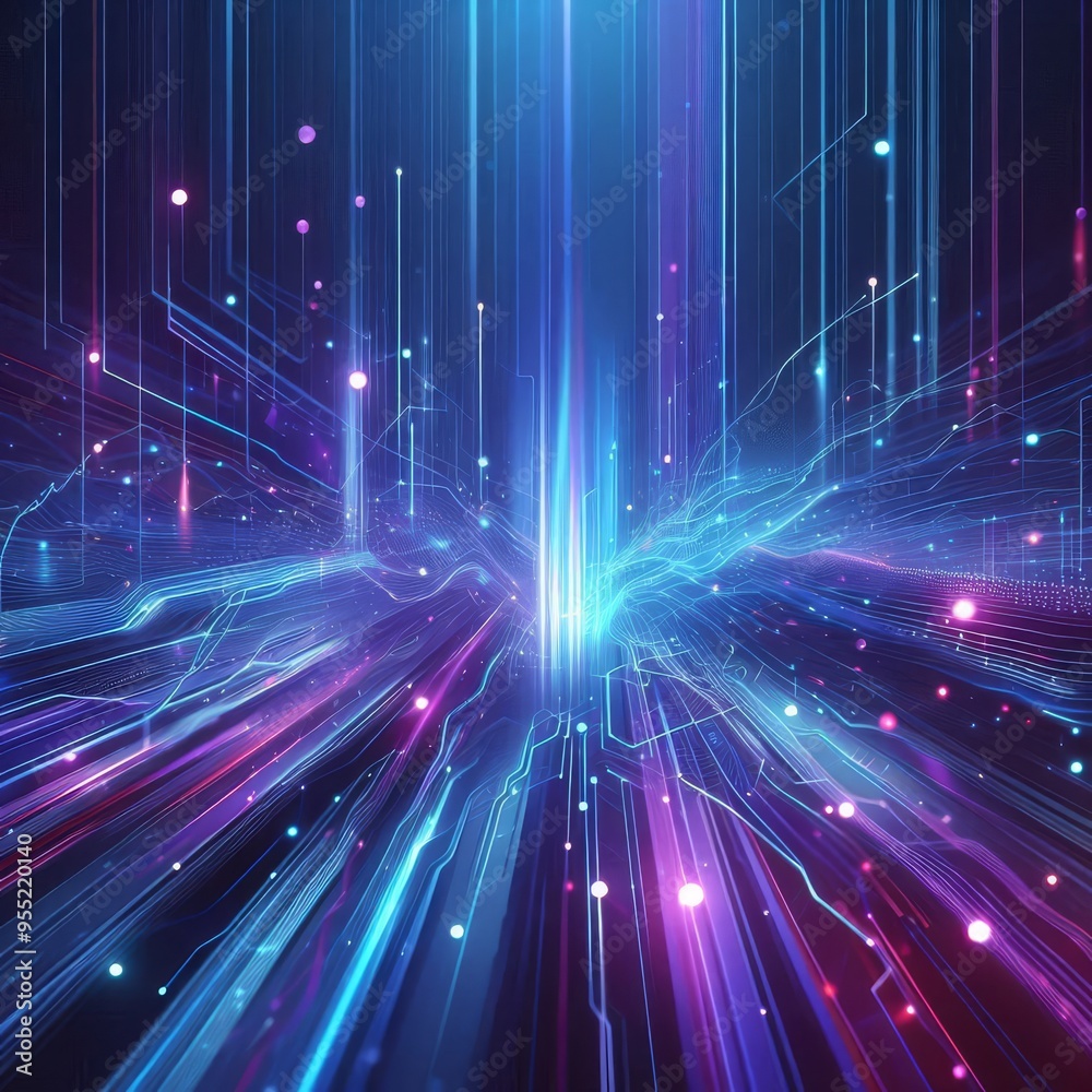Obraz premium Abstract background with blue and purple neon light rays, cut out 