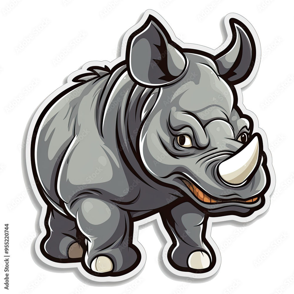 Fototapeta premium Beautiful Colored Stickers with Rhino Design, Rhinoceros Graphic Resource for Creative Project, Ai Generative