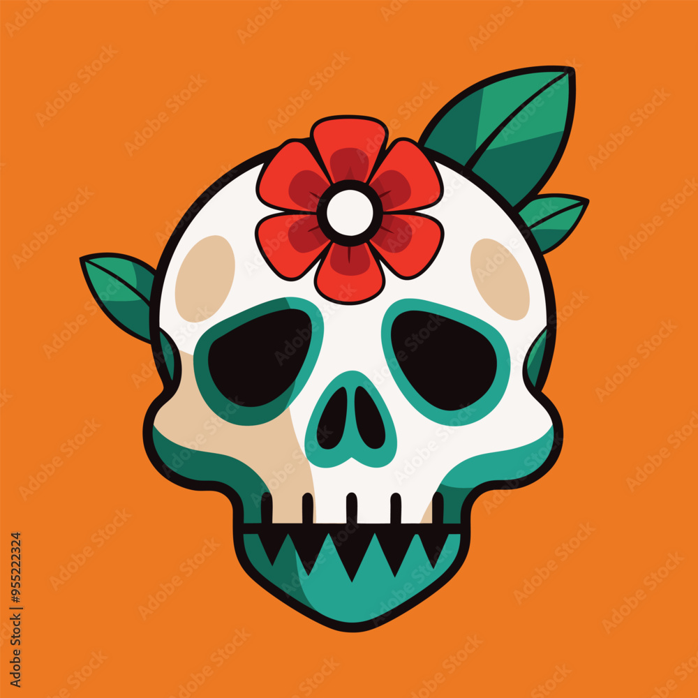 Ornate Skull with Flower Motif Ornate Skull with Flower Motif