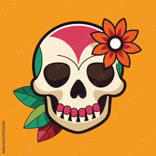 Skull with Floral Design