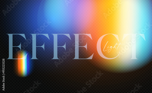 Rainbow bokeh light effect. Dispersion of beam. Sun light effect for immersion in atmosphere